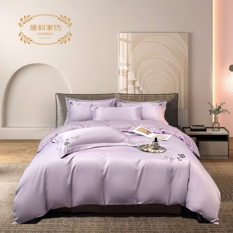 维科-沐颜贡缎绣花四件套(被套220*240cm)