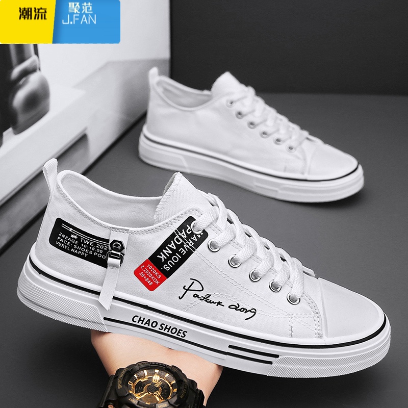 聚范男鞋夏季透气百搭学生经典布鞋运动休闲帆布鞋青少年软底平底板鞋高清大图