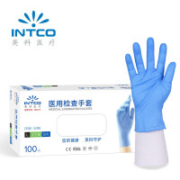 英科医疗一次性医用检查手套日常防护易穿戴医用检查护理防护蓝色手套 100只/盒 M码