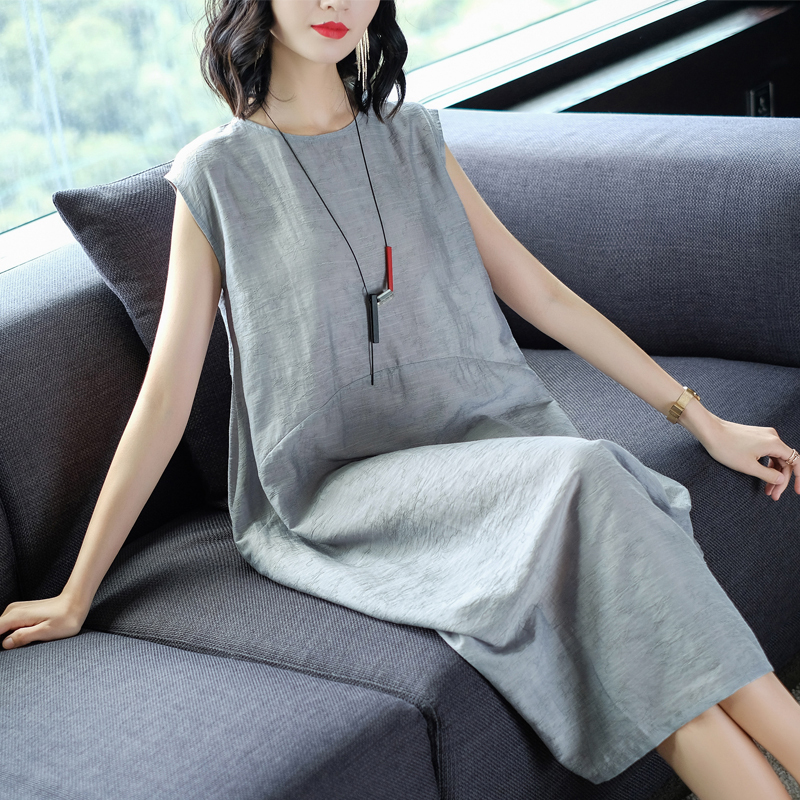 女款裙子2018新款女夏中长款藏肉连衣裙洋气妈妈裙子宽松
