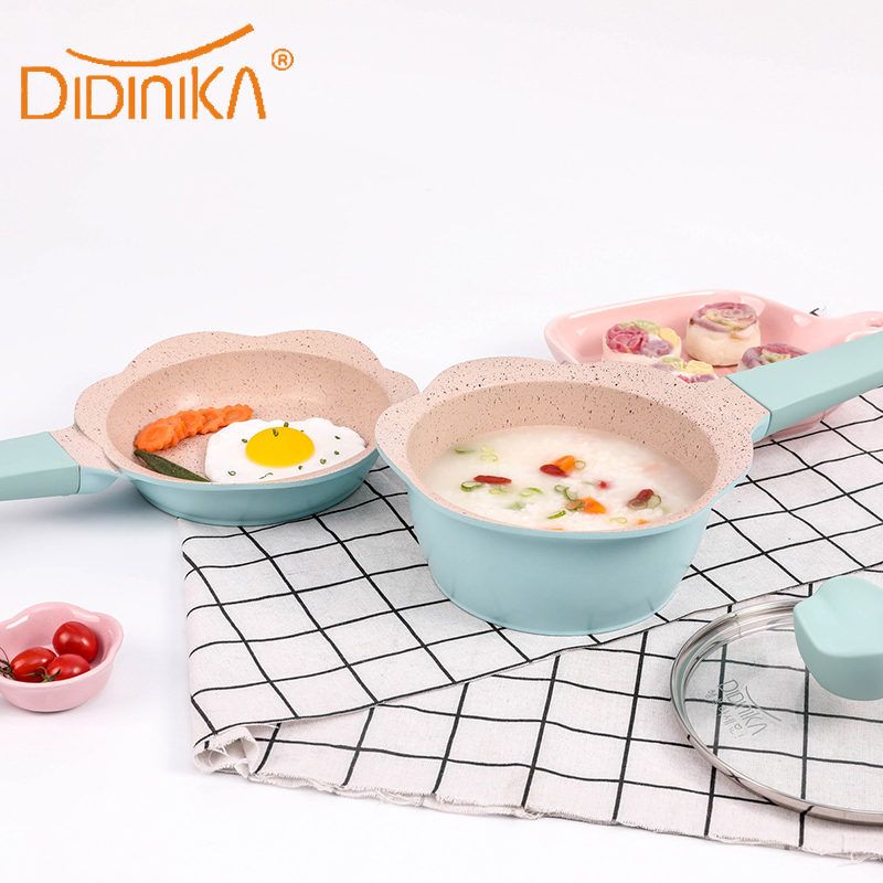 韩国迪迪尼卡（Didinika）宝宝辅食锅婴儿奶锅16cm小锅平底锅煎锅炒锅麦饭石不粘锅煮面热牛奶锅