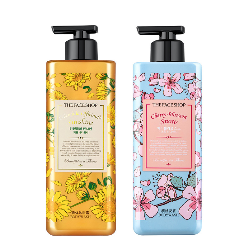 菲诗小铺/THE FACESHOP 和风樱雪香氛沐浴露500ml+阳光金盏花(柑橘香)500ml