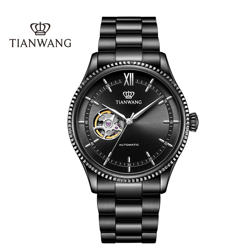 天王表(TIAN WANG)手表 新品昆仑系列镂空机械男表大表盘蝴蝶扣男士手表51232