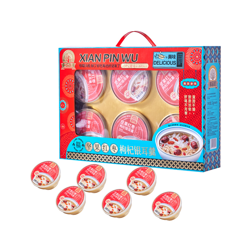 鲜品屋-1.2kg坚果红枣枸杞银耳羹营养慢炖软糯爽滑每碗坚持0添加