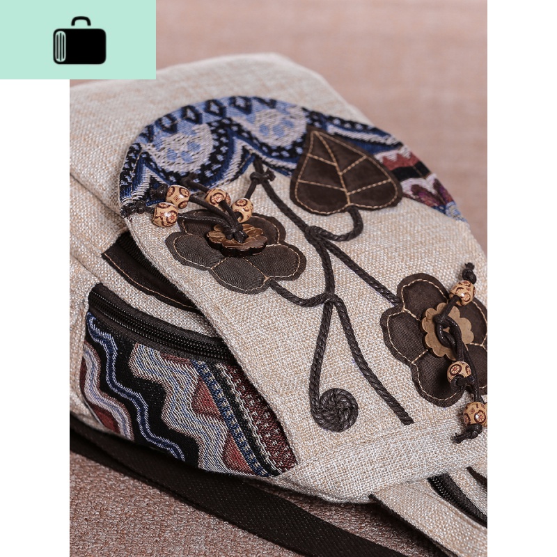 原创民族风中国风帆布新款手工双肩包旅游复古背包文艺范布艺女包NEW LAKE高清大图