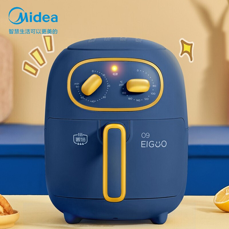美的(Midea)空气炸锅 空气炸锅家用3L 无油大容量1300W大火力家用智能电炸锅煎炸锅 MF-KZ30E206L