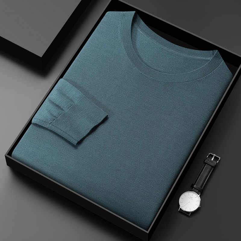 2025秋冬装100%纯羊毛绒品牌羊绒衫男圆领新款春秋打底衫针织毛衣圆领精纺羊绒爸爸装青年毛衣针织衫男毛衣纯羊毛衫男单穿高清大图