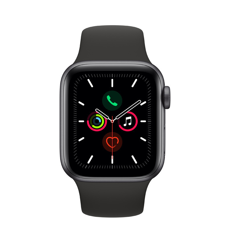 Apple Watch Series5 智能手表 GPS 44毫米 深空灰色铝金属表壳搭配黑色运动型表带
