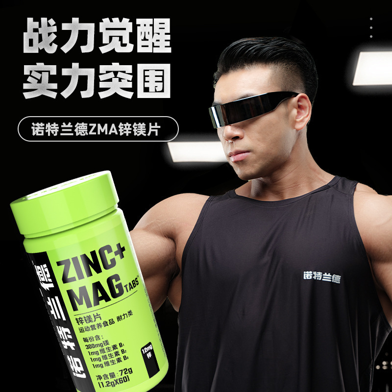 诺特兰德 锌镁片[1.2g*60片/瓶]*2瓶 男士男性成人复合维生素B族运动健身威力素 活力ZMA运动多维元素片
