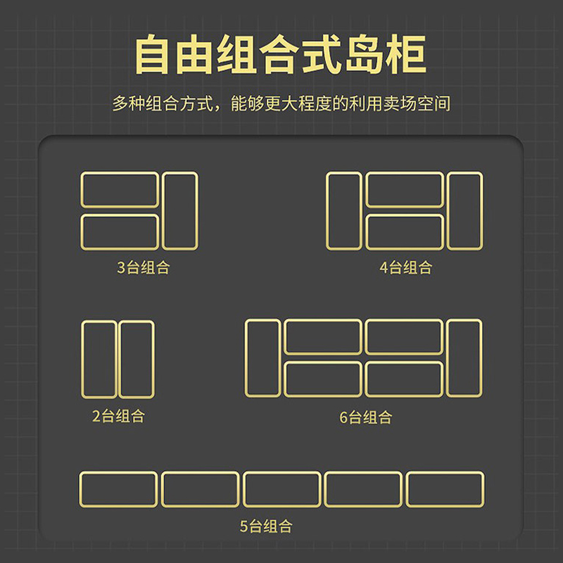 乐创(lecon)商用超市组合岛柜卧式冰柜超大容量冰箱冷冻柜保鲜双温展示柜 2500x870x880MM高清大图