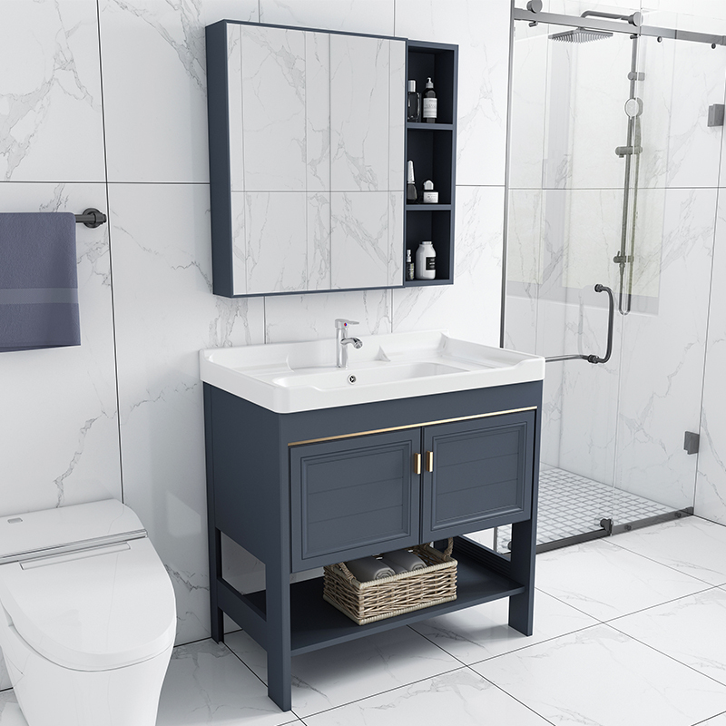闪电客落地式洗手盆卫浴套装浴室柜组合洗脸盆洗手台盆一体卫生间洗漱