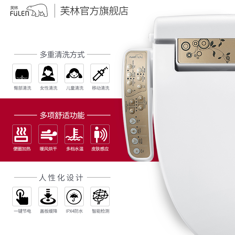 芙林（FULEN）DST-300G 智能马桶盖板洁身坐便器 韩国进口储热式 烘干除臭冲洗