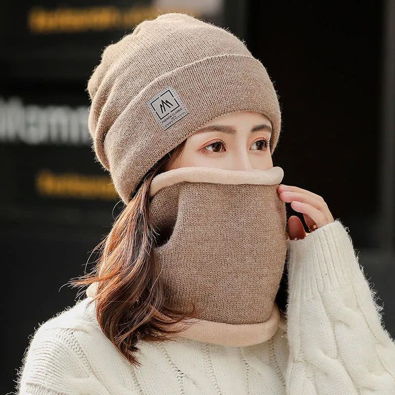 帽子女秋冬天针织帽护耳毛线帽保暖韩版潮百搭冬季骑车套头月子帽 莎丞图片