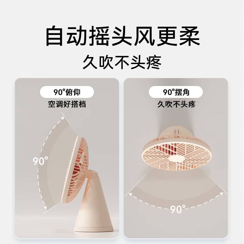 向物(SOTHING)桌面小风扇 轻音节能 台式电风扇 宿舍办公迷你台扇 自动摇头 空调板伴侣 雨林PRO 杏白高清大图