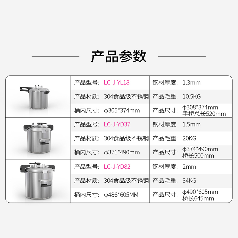 乐创( lecon) 商用高原压力锅 304不锈钢高海拔户外高压锅燃气适用 18L LC-J-YL18