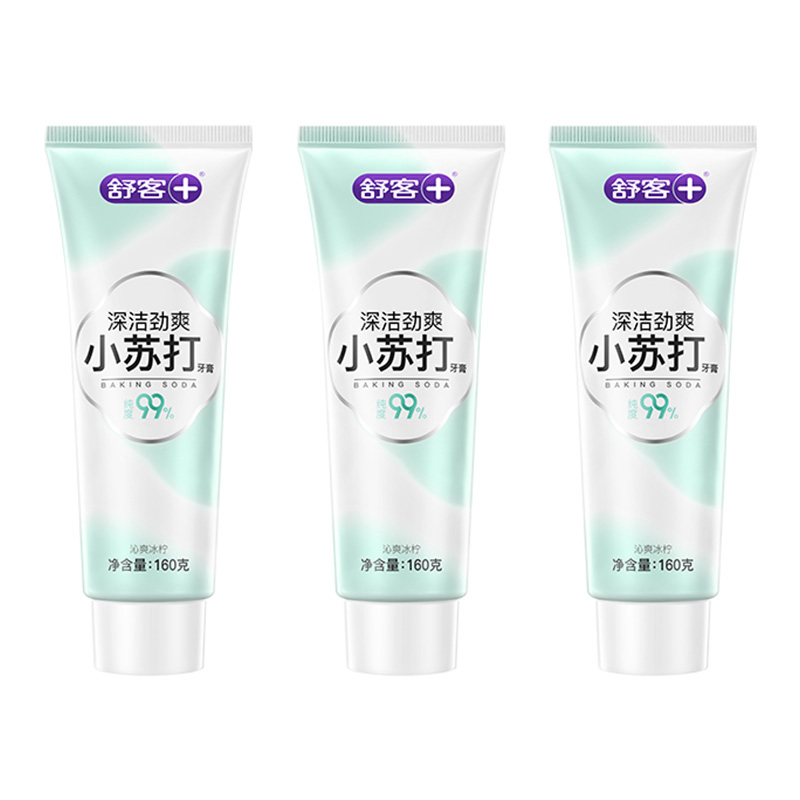 舒客牙膏深洁劲爽小苏打去黄美白沁爽冰柠160g*3(包装随机)