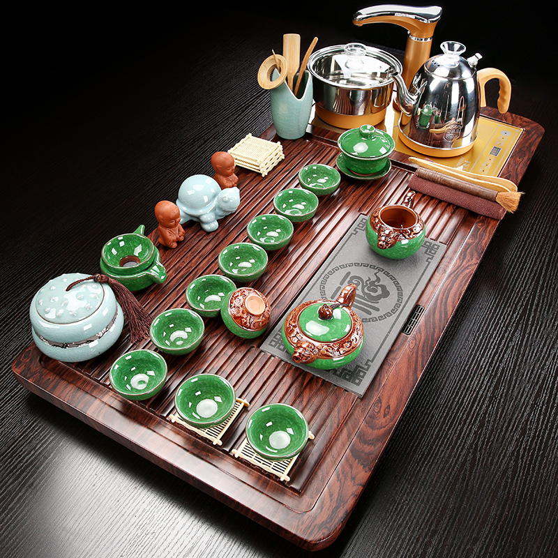 家柏饰(CORATED)整套功夫茶具套家用陶瓷全自动简约茶台泡茶紫砂一体实盘高清大图