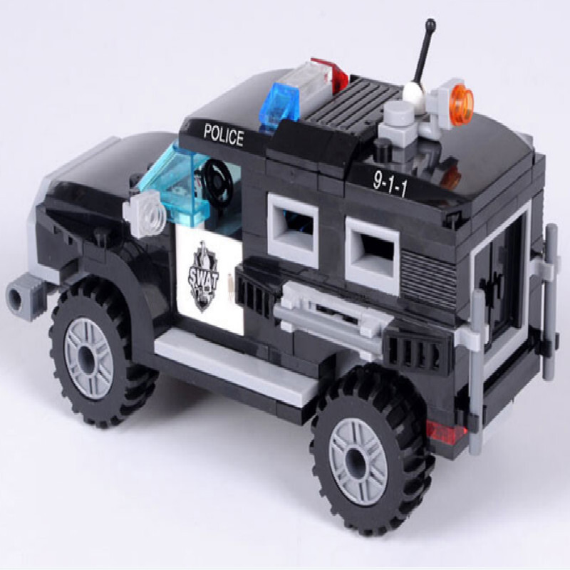 启蒙城市系列街景车1129拼装积木城市车男女孩城市屋场景加农炮星际