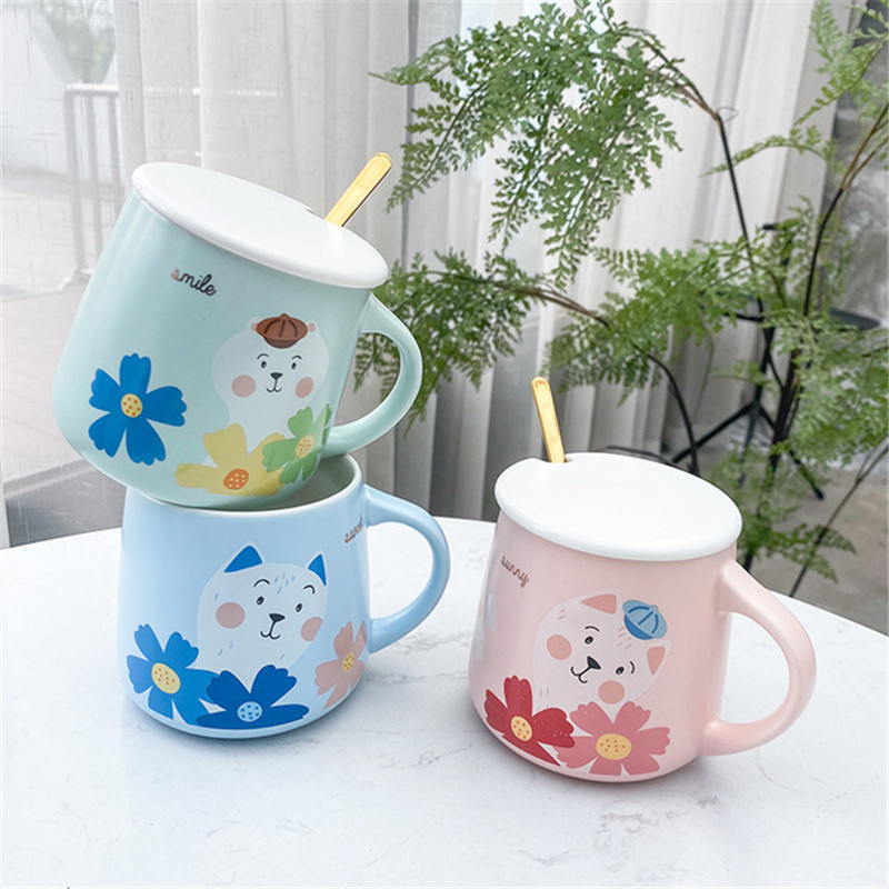 小花喵星人陶瓷杯卡通可爱水杯