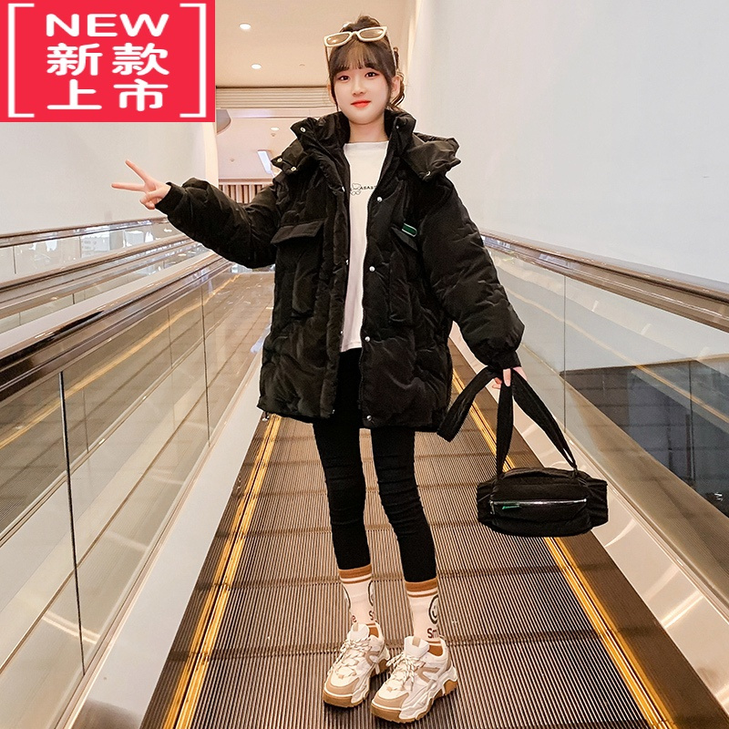 可莉允女童冬装棉衣2022年新款儿童羽绒棉服女大童加厚洋气冬款棉袄外套