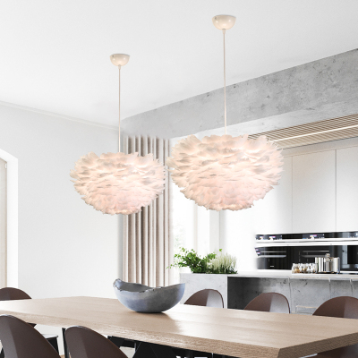 北欧卧室吊灯个性羽毛灯客厅灯后现代书房婚房浪漫创意服装店灯具