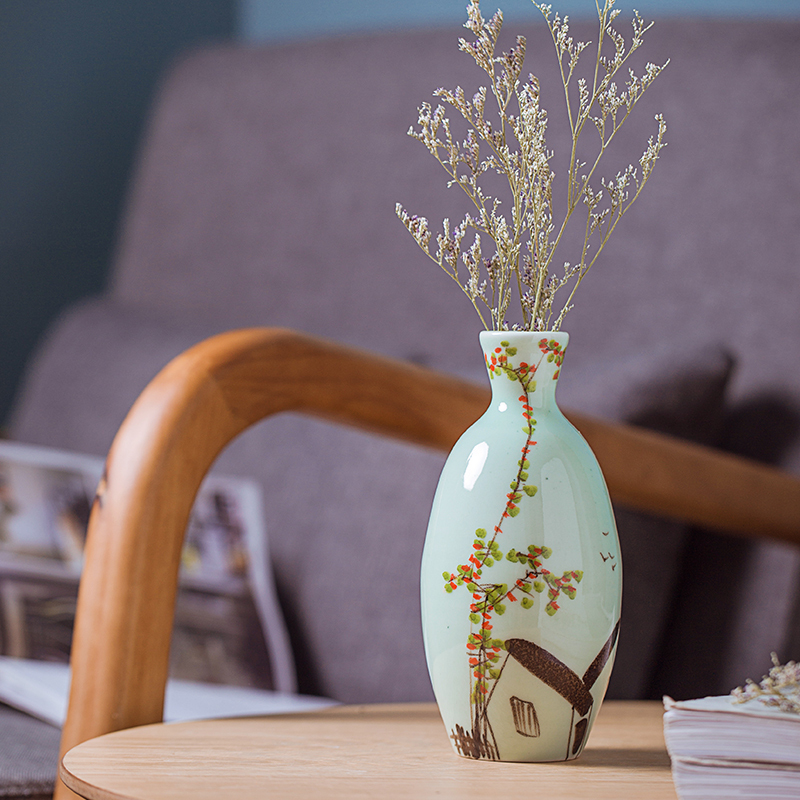 景德镇陶瓷小花瓶客厅家居现代轻奢网红插花器干花北欧摆件装饰品