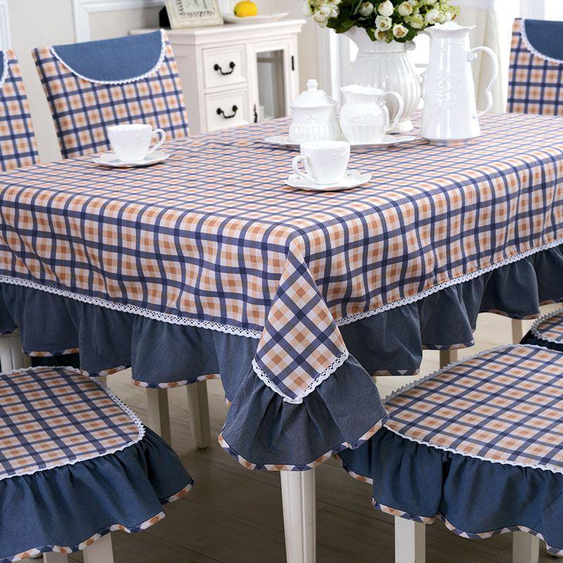 家柏饰(CORATED)文艺方格座餐桌布格子布料茶几桌布布艺田园小清新地中海风格台布