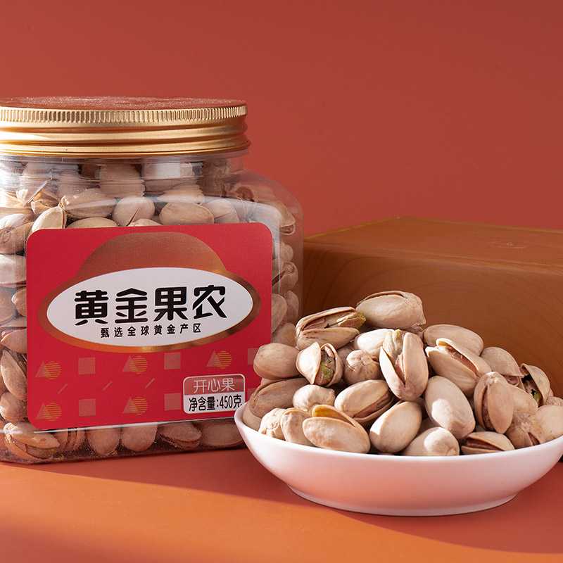 黄金果农开心果450g带壳原味开心果 450克 罐装 健康零食 大颗粒香脆美味高清大图