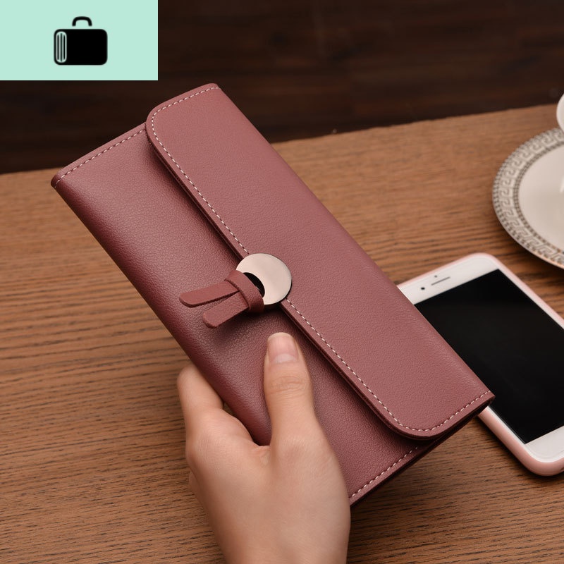 2020新款女士钱包日韩版时尚三折叠百搭大气超薄软皮钱夹子女长款NEW LAKE 酒红色