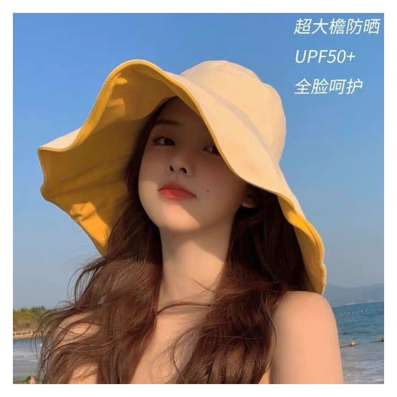双面可戴帽子女夏遮阳帽防晒渔夫帽防大帽檐显脸小遮脸太阳帽