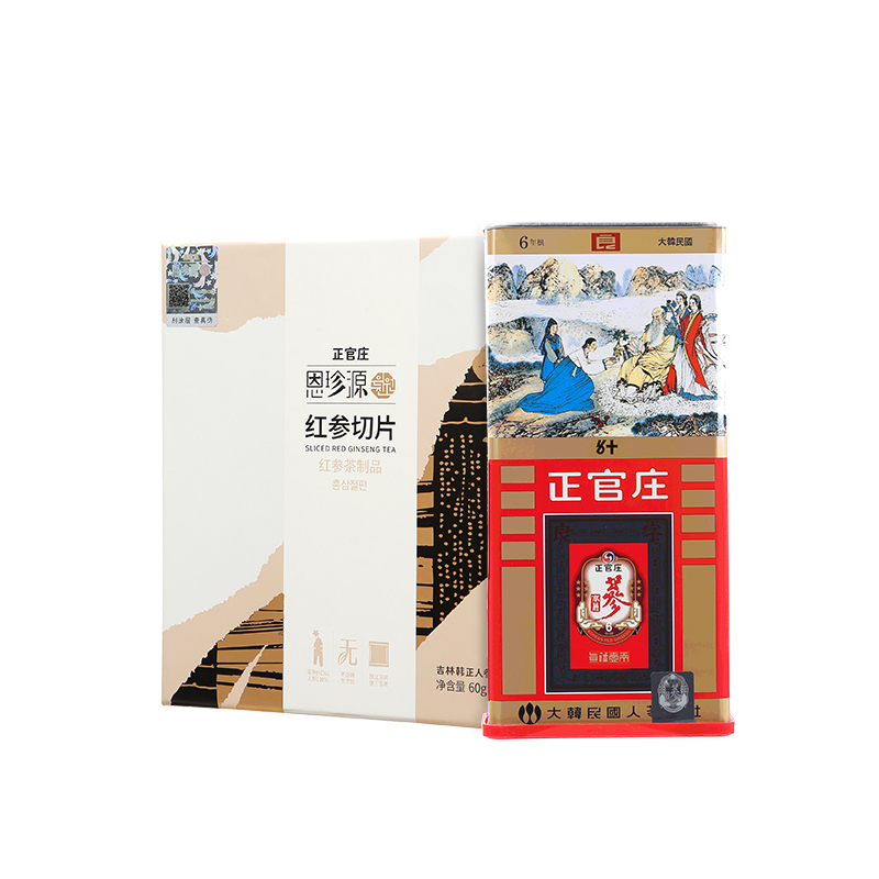 恩珍源东北参红参切片60g+正官庄高丽参红参良参50支37.5g组合装 切片参 (Korean Red Ginseng)