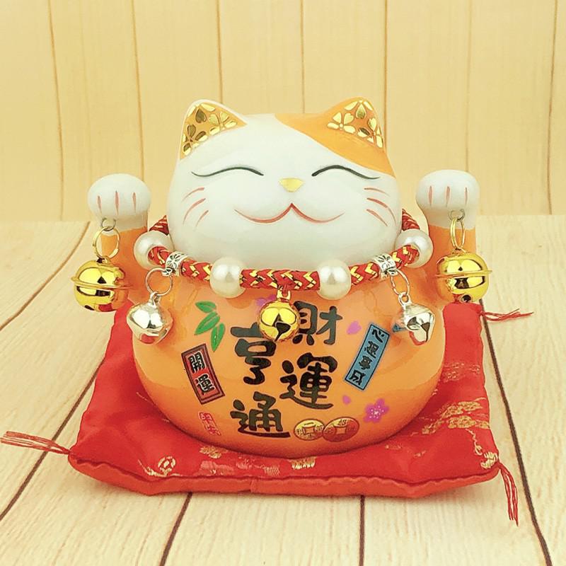 猫小摆件家居客厅迷你可爱小号存钱罐办公室桌面创意日式礼品 三维工匠 红猫—健康大富贵高清大图