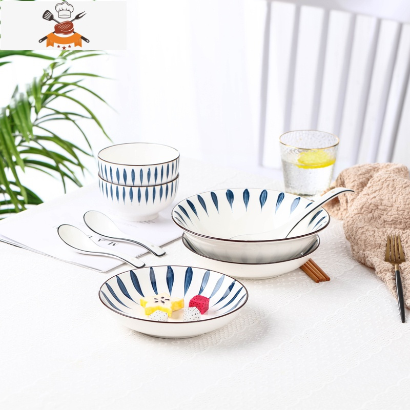 家用碗碟套装24人用日式饭碗个性创意陶瓷餐具套装学生碗盘组合敬平