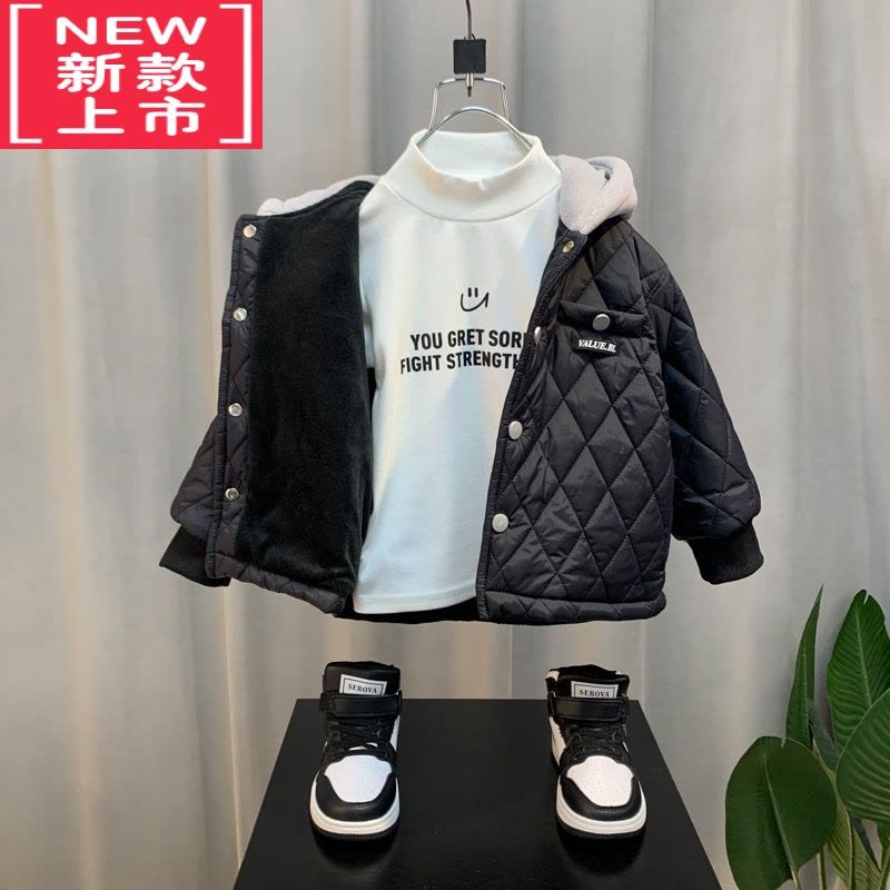 可莉允儿童男童加厚外套2022新款秋冬季加绒棉衣宝宝冬装夹棉上衣棉服潮图片