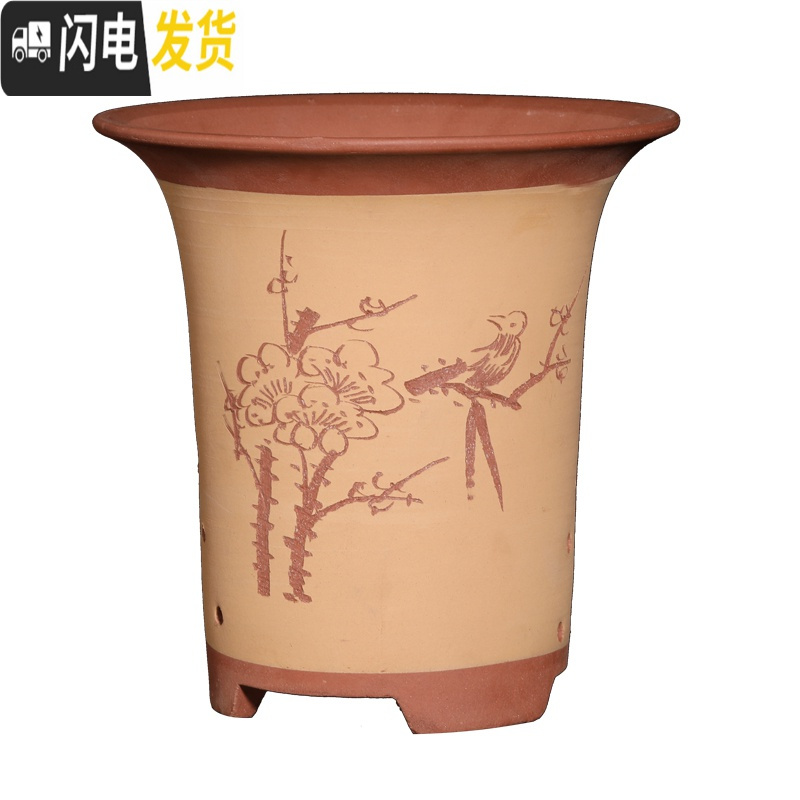 三维工匠紫砂兰花盆陶瓷君子兰花盆兰花专用盆陶瓷花盆 军绿色 图片上几个就是几个花盆容器