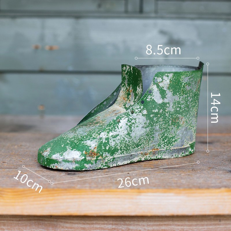 美帮汇铁艺靴子花盆花器 创意个性复古做旧摆件多肉杂货户外庭院 鞋子花器(大号) 中高清大图