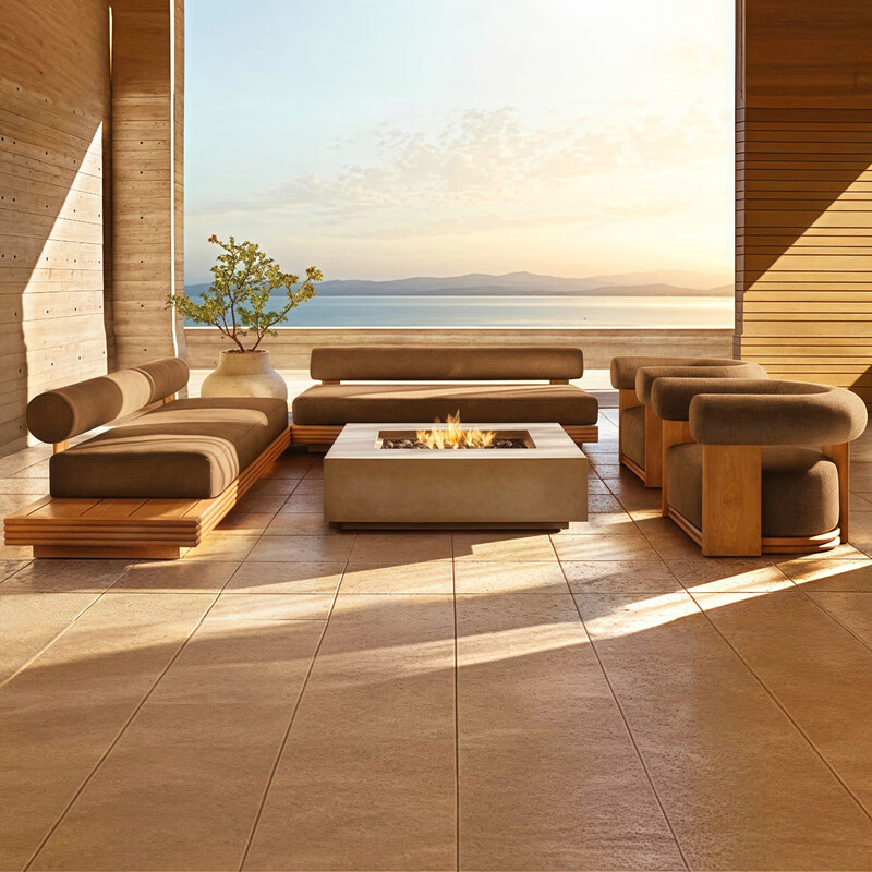 户外沙发柚木铝合金防晒实木防水防晒家具 无扶手双人+ 单人*2+茶几[铝合金]香槟色高清大图