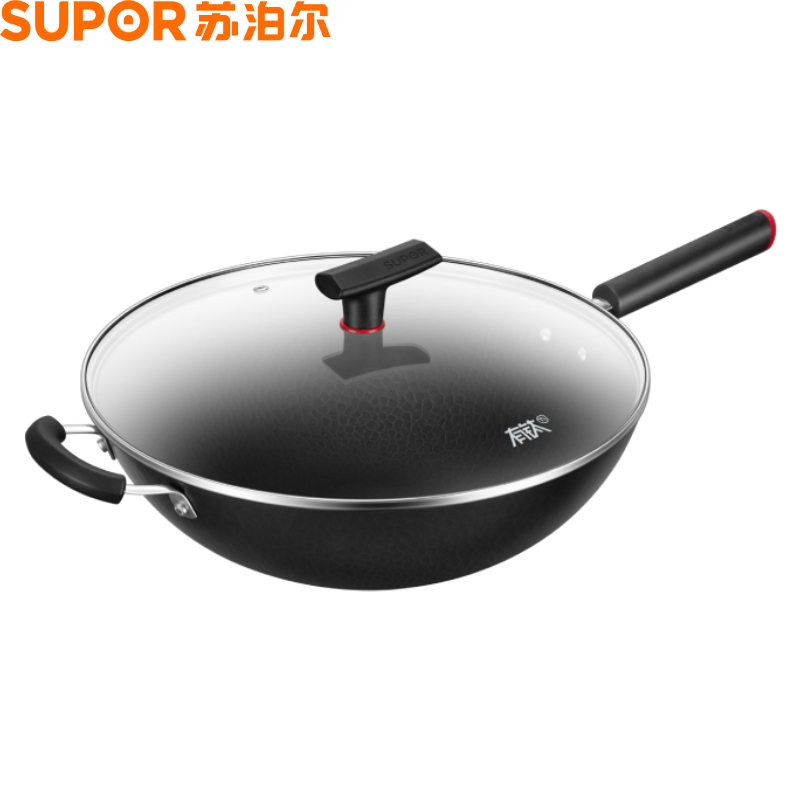 苏泊尔(SUPOR)有钛铁不粘炒锅铁锅36cm无涂层精铁锅通用炒菜锅HC36YT1