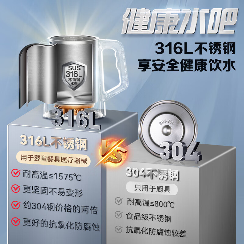 苏泊尔(SUPOR)茶吧机家用高端饮水机遥控智能下置水桶 全自动自主控温立式316L水壶泡茶机SW-CBJ12温热型