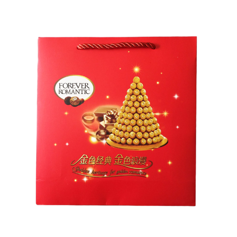 费列罗(FERRERO) 巧克力结婚喜糖散装巧克力榛果威化圆形铁盒装6粒礼盒装结婚送礼 红色礼袋 费列罗