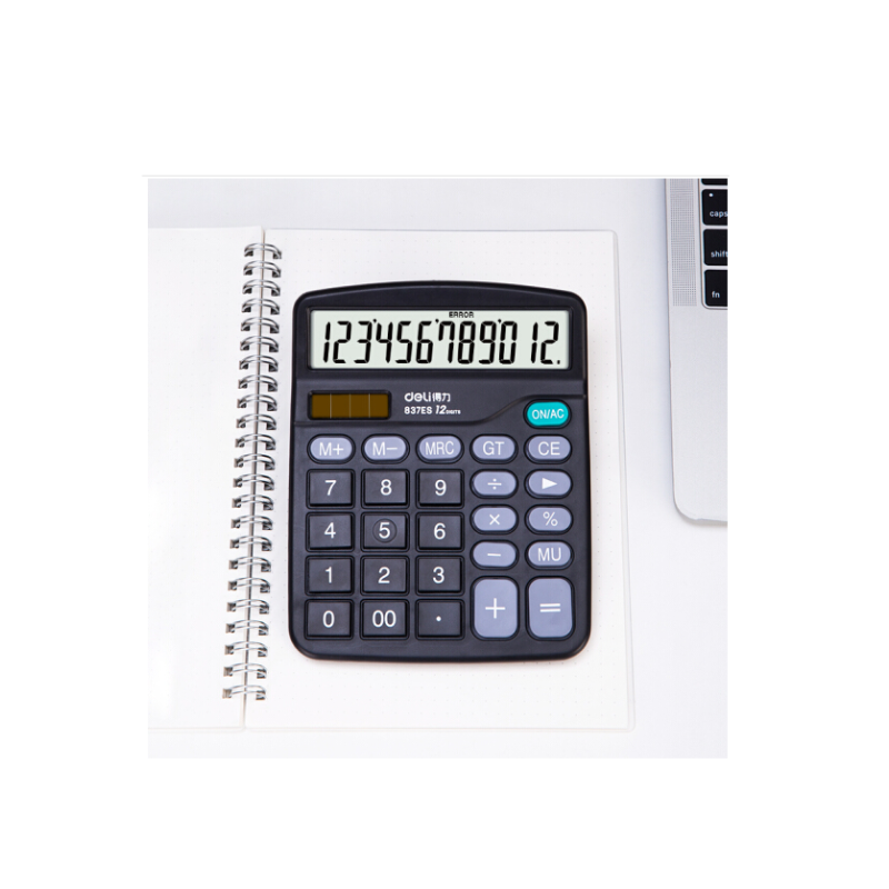 得力(deli)双电源桌面办公计算器 837ES 12位大屏幕桌面计算机 办公文具用品