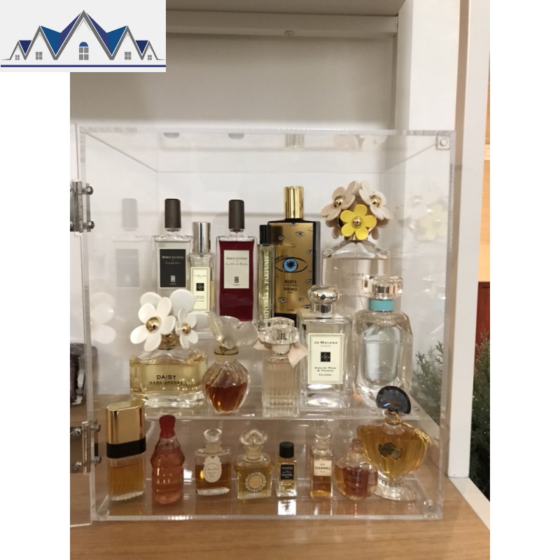 大号阶梯形有香水架防尘香水展示箱亚克力护肤品透明桌面收纳盒 三维工匠高清大图