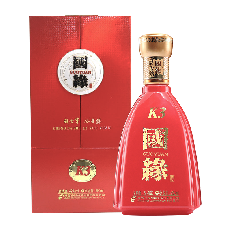 今世缘白酒国缘k3浓香型42度500ml单瓶装婚庆宴请自饮参数