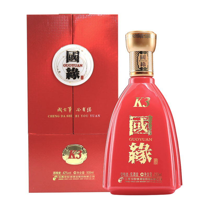 今世缘 白酒 国缘K3 浓香型 42度 500ml 单瓶装 婚庆宴请 自饮