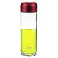 希诺玻璃杯透明水杯 带盖加厚创意杯子户外便携带提环防漏随手杯525ml XN-6036