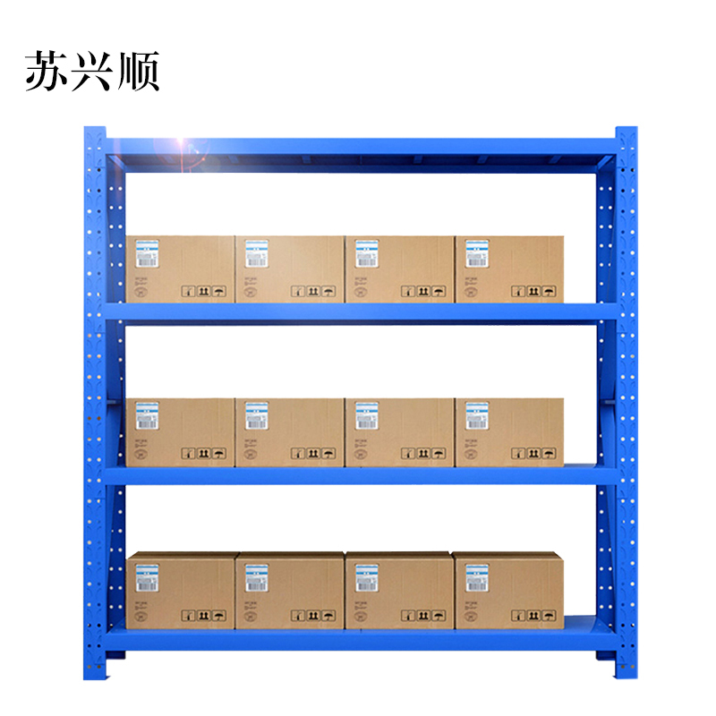 苏兴顺承重200kg货架置物架钢制货架蓝色主架长150宽50高200CM