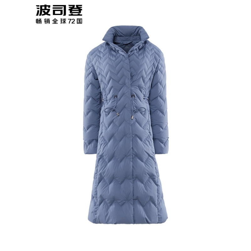 波司登新款女士中长款西装领收腰保暖羽绒服B90131038