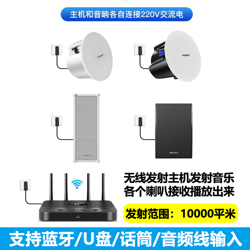 金正无线发射吸顶音响[发射主机+8吋同轴版吸顶音箱*5]蓝牙背景音乐广播卧室客厅商店铺吊顶家用会议室装修嵌入式立体声喇叭高清大图