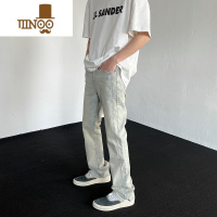 YANXU弹力修身牛仔裤美式高街vibe风裤子男潮牌水洗复古黄泥小脚直筒裤