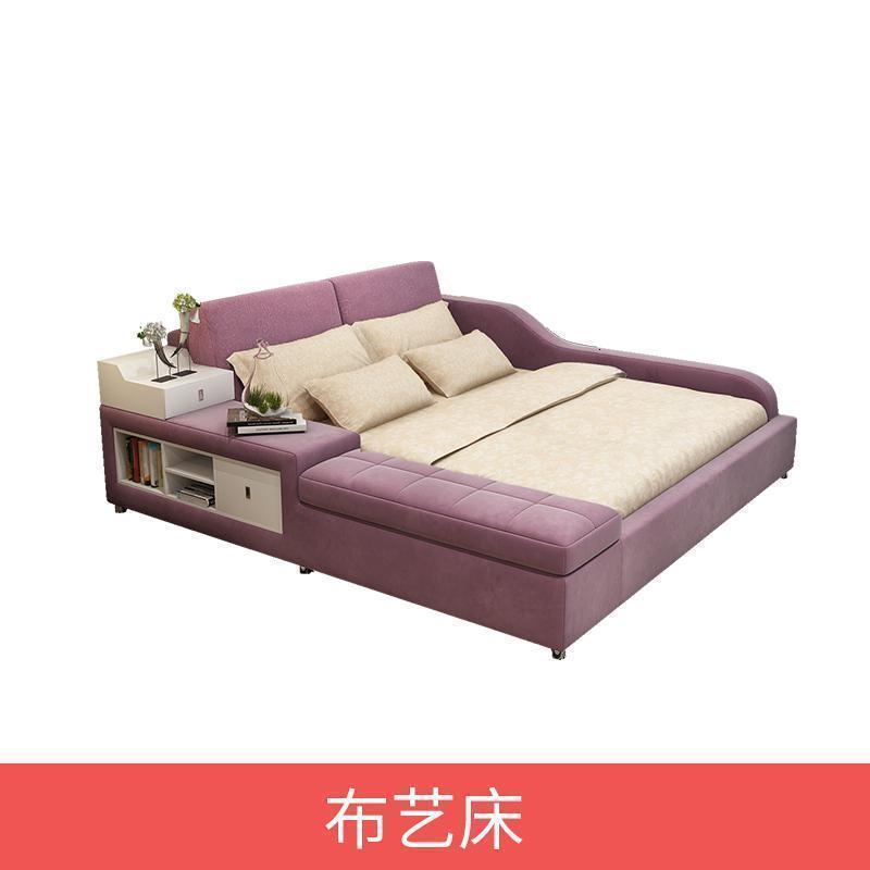 森美人主卧榻榻米床布艺床简约现代双人床2米2.2米大床床塌塌米床 榻榻米床（紫色）1500mm*1900mm组装式架子床